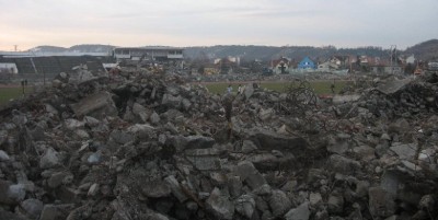 Stadionul "Ion Moina" devine istorie! Vezi imagini de la demolarea stadionului din Cluj!