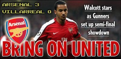 The Sun: "Arsenal striga dupa calificarea in semifinale: sa vina United!"