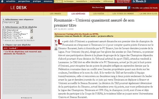 Prima aparitie a cuvantului Urziceni in franceza si engleza! Le Monde si USA Today scriu despre titlul lui Dan Petrescu_3