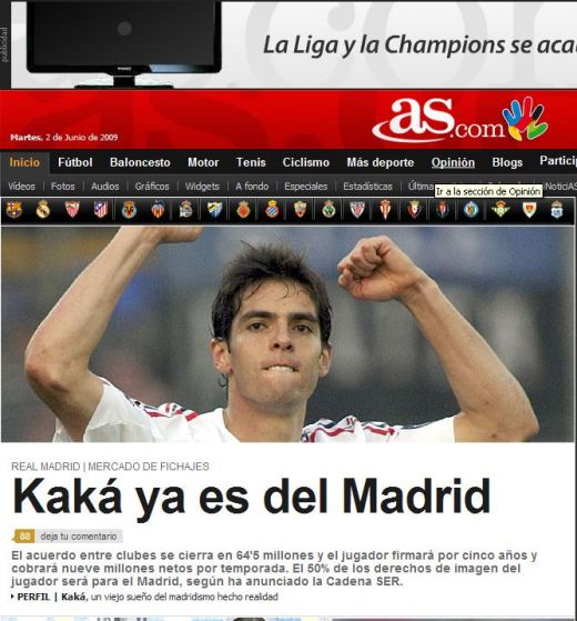 Presa spaniola: "KAKA e  jucatorul Realului pentru 65 de milioane de euro!"_4