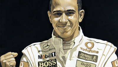 Hamilton, pictat in uleiul de motor luat chiar din masina care l-a facut campion mondial!_1