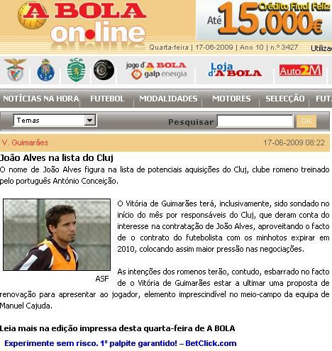 CFR Cluj il vrea pe Joao Alves de la Vitoria Guimaraes!_2
