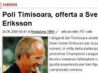 Tuttomercato: Timisoara l-a ofertat pe Sven Goran Eriksson!
