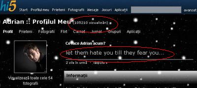 Mesajul lui Mutu pe HI5: "Lasa-i sa te urasca pana cand le va fi frica de tine!"_1