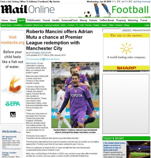Corriere dello Sport: "Mutu, la City la sfarsitul lunii?" Daily Mail: "Mutu isi poate spala pacatele"_4