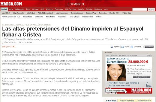 Marca: "Transferul lui Cristea la Espanyol, blocat de pretentiile exagerate ale lui Dinamo"_2
