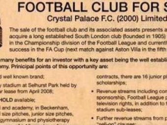 Idei pentru George Copos: Crystal Palace,&nbsp;de vanzare la mica publicitate!
