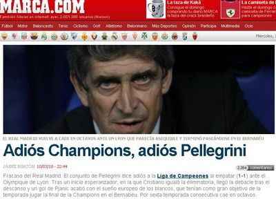 Marca: "Adio Champions League! Adio Pellegrini!" El Mundo Deportivo: "Euro Ghilotina Galactica!"_4