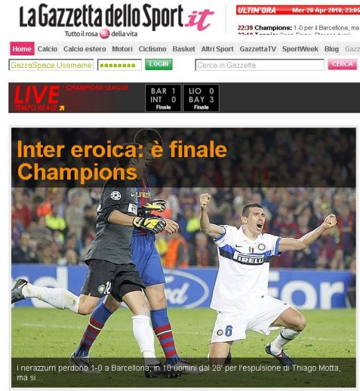 Corriere dello Sport: "Inter este MITICA!" / Gazzetta: "Sunteti niste eroi!"_3