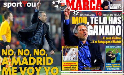 Mourinho pe prima pagina in presa de la Madrid: "Nu, Nu, Nu, la Madrid ma duc eu!"_1