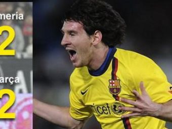 VIDEO Messi, salvatorul Barcelonei: Almeria 2-2 Barcelona!