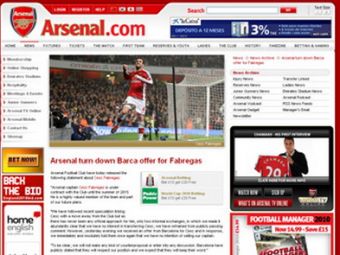 Arsenal a REFUZAT OFICIAL oferta de 35 de milioane de euro pentru Fabregas!