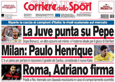 Urmasul lui Kaka,&nbsp;Paulo Henrique&nbsp;la Milan, Pepe la Juventus si Adriano la Roma!