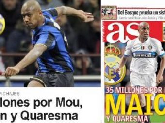 Oferta lui&nbsp;Moratti pentru&nbsp;Real:&nbsp;35 de milioane &euro; pentru&nbsp;Mourinho,&nbsp;Maicon si&nbsp;Quaresma!