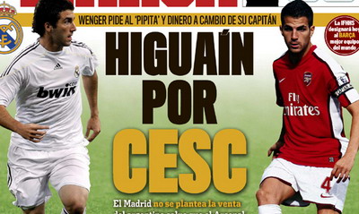 Arsenal Cesc Fabregas Gonzalo Higuain Real Madrid
