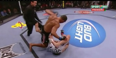VIDEO:&nbsp;A&nbsp;vrut sa fuga, dar si-a luat un KO!&nbsp;Vezi o super-faza de la UFC&nbsp;106