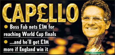 Cum a castigat Capello un milion de lire: &quot;Vreau o finala Anglia-Italia la mondiale!&quot;