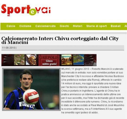 Mancini il vrea pe Chivu la Manchester City!_2