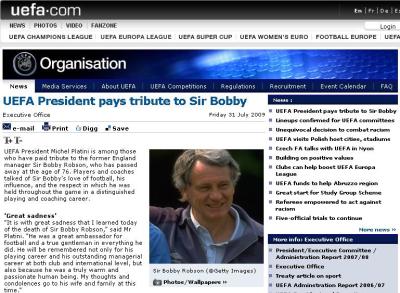 Bobby Robson Michel Platini RIP Sir Bobby Robson
