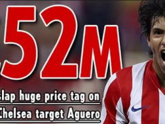 Chelsea si United trebuie sa plateasca 52 de mil daca il vor pe Aguero!