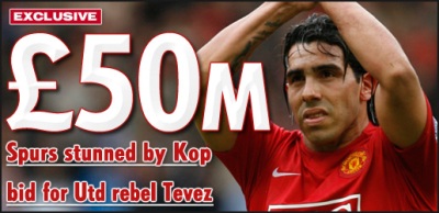 Carlos Tevez Liverpool Manchester United