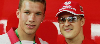 FC Koln Lukas Podolski Michael Schumacher