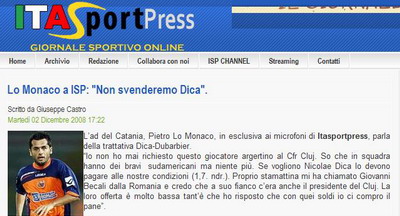 Catania joaca tare: "Cu banii de la CFR pentru Dica, ne cumparam paine!"