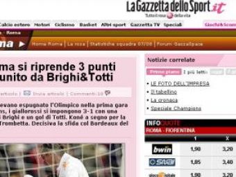 Gazzetta dello sport: "CFR pusa la colt de Totti si Brighi"
