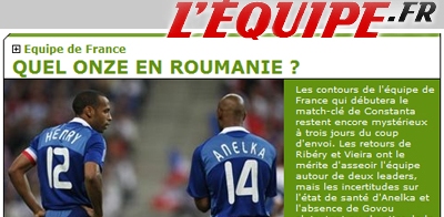 Franta in coma: L'Equipe ii face echipa lui Domenech 