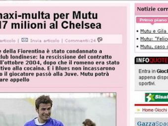 Gazzetta dello Sport: "Mutu poate face apel la TAS"