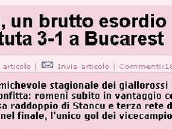 Gazzetta dello Sport: "Debut urat pentru Roma la Bucuresti"