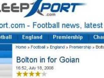 Bolton a intrat pe fir pentru Goian!