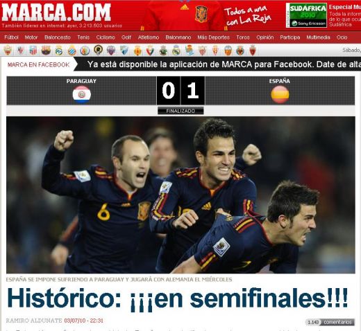 Marca: "Spania face istorie! Pentru prima data intr-o semifinala de mondial"_2
