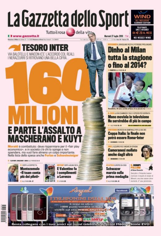 Inter, 160 de milioane de euro buget! Vezi ce jucatori vrea Moratti de banii astia!_2