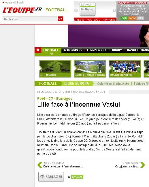 L'Equipe: "Lille a dat de anonimii de la Vaslui"_1