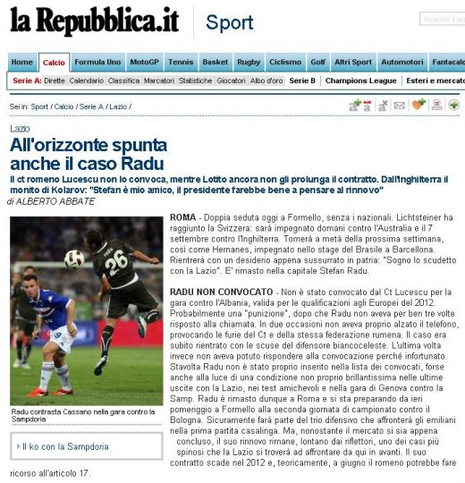La Repubblica: "Radu Stefan, pedepsit de Lucescu din cauza ca a refuzat de 3 ori nationala! Din iarna, City l-ar putea lua"_2