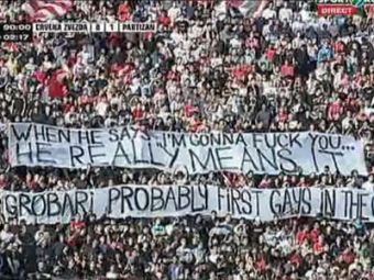 
	VIDEO Cel mai tare BANNER de la Steaua Rosie - Partizan: &quot;Grobari, probably the first gays in the city!&quot;
