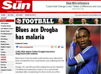 Didier Drogba Carlo Ancelotti Chelsea malarie