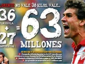 
	INCREDIBIL! Real trebuie sa dea 63 de milioane de euro daca il vrea pe Llorente! 27 de milioane sunt numai TAXELE!!
