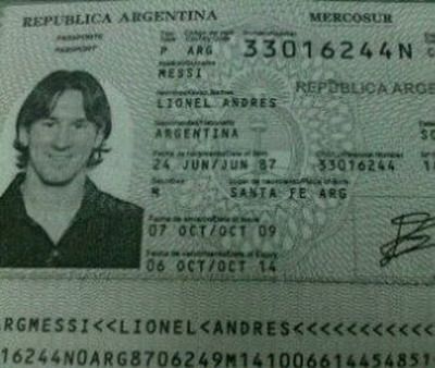 Lionel Messi pasaport