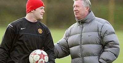 Kun Aguero Alex Ferguson Wayne Rooney