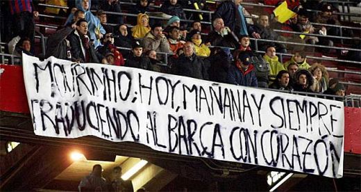 "Mourinho va ramane mereu un translator" SUPER FOTO: MESAJELE fanilor de pe Camp Nou:_6