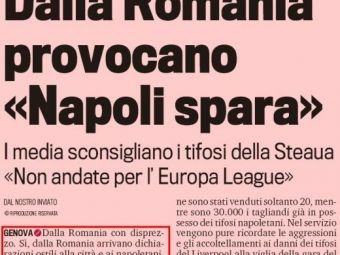 
	Italienii pun TUNURILE pe Steaua! &quot;Din Romania, cu DISPRET! Tara cu cei mai multi imigranti ne critica!&quot;
