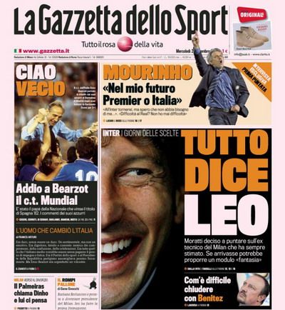 Massimo Moratti Inter Milano Rafa Benitez