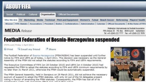 
	OFICIAL! Bosnia a fost suspendata de FIFA! Romania reintra in cursa pentru Euro 2012 si castiga cu 3-0 in Bosnia!
