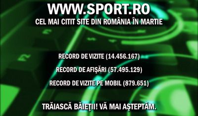Inca 3 recorduri doborite! www.sport.ro, cel mai citit site de continut din .RO in martie_2