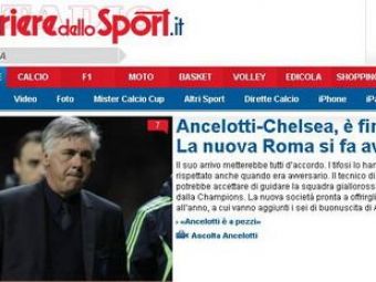 
	Presa italiana: &quot;Ancelotti, dat afara de la Chelsea! Urmatoarea destinatie: AS ROMA!&quot;
