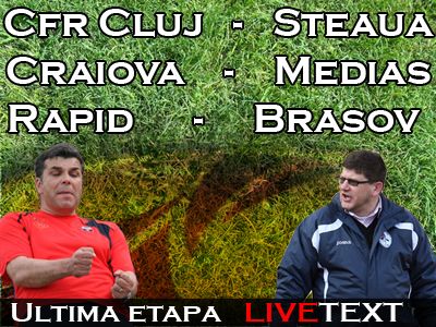 Steaua, Vaslui, Dinamo si Rapid sunt in Europa League: CFR 1-3 Steaua, Rapid 1-0 Brasov! Craiova 1-2 Medias!_1