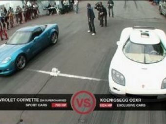 
	VIDEO: 1.730 de cai pe asfalt! Corvette Z06&nbsp; vs. Koenigsegg CCXR&nbsp; pe 0-400 metri!
