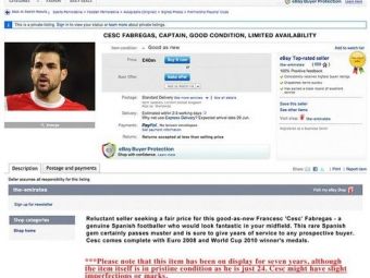 Telenovela Fabregas nu are sfarsit! Fanii lui Arsenal l-au scos la vanzare pe eBay! :)